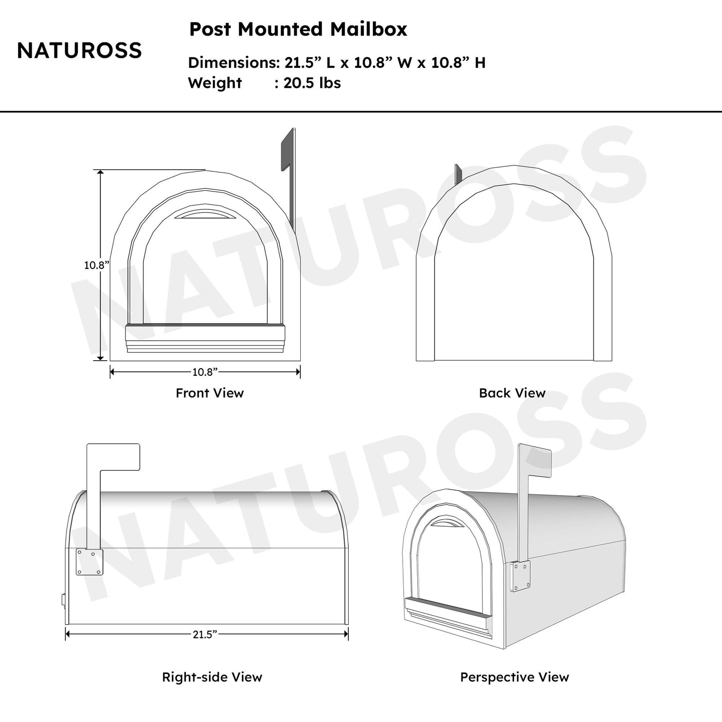 Copper Mailbox with Post (Optional) - Natuross