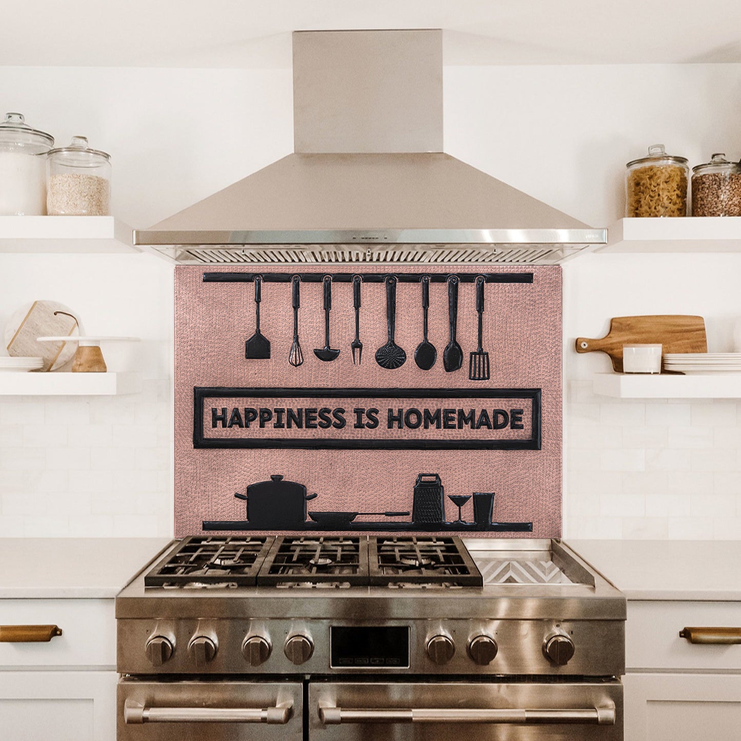 Cozy Home Kitchen Backsplash Tile - Copper Happiness is Homemade - Copper & Black - Natuross