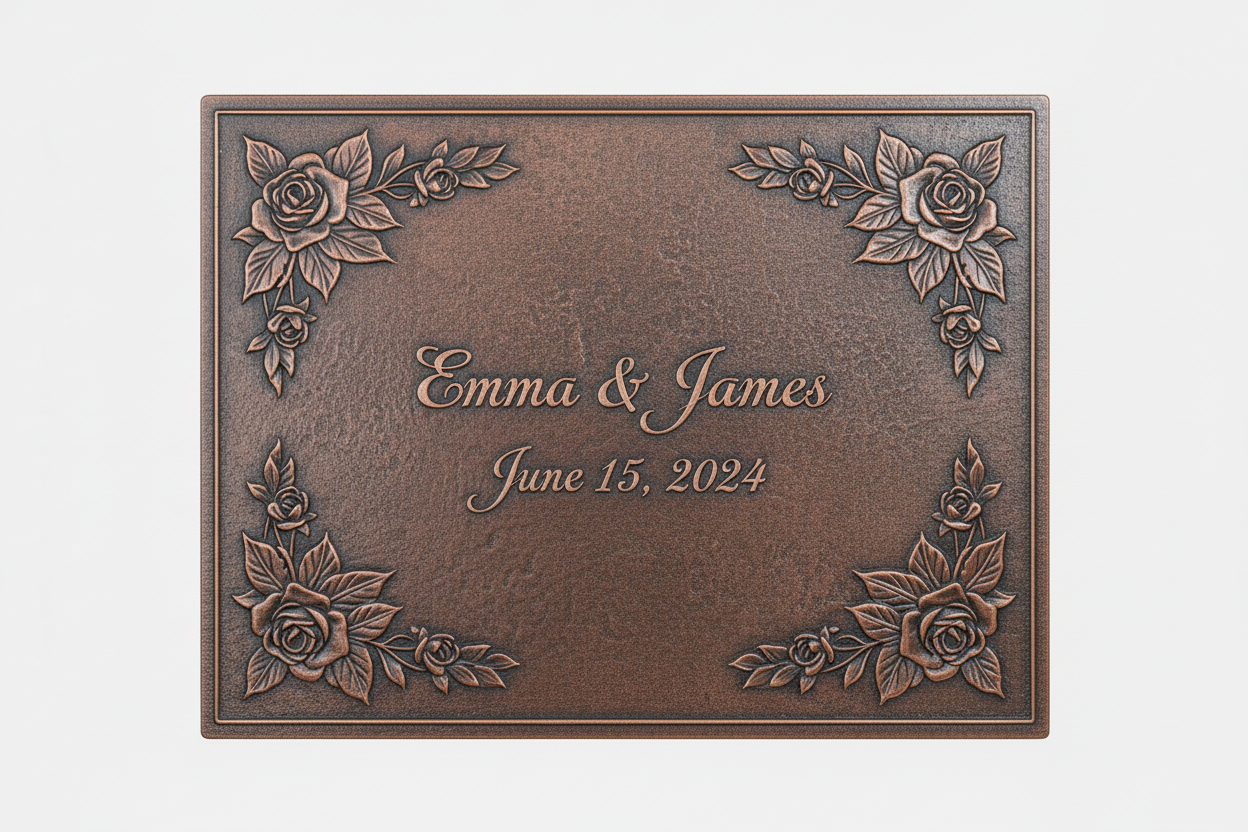 Rose Name Sign brown patina panel