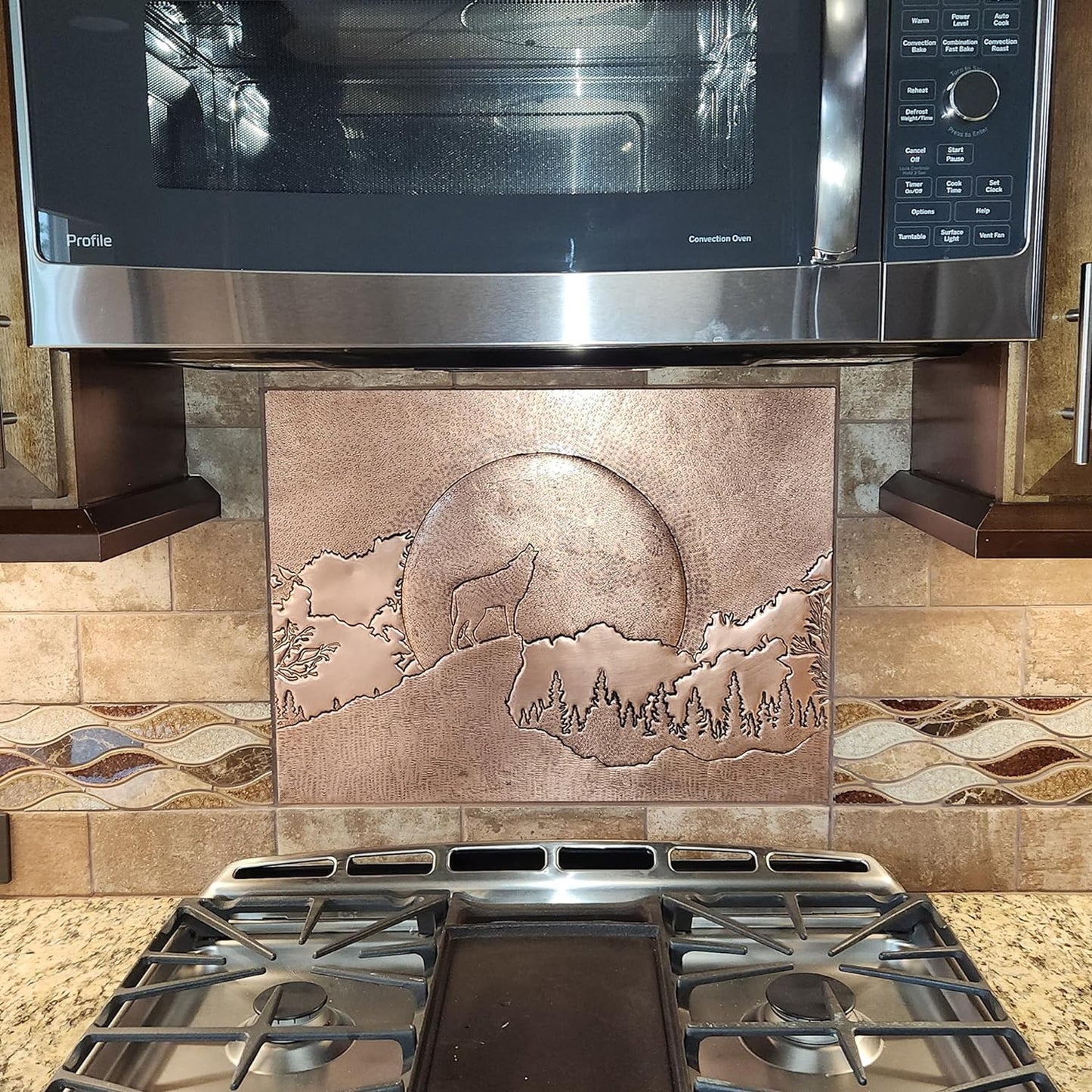 Howling Wolf Scene Copper Kitchen Backsplash - Natuross