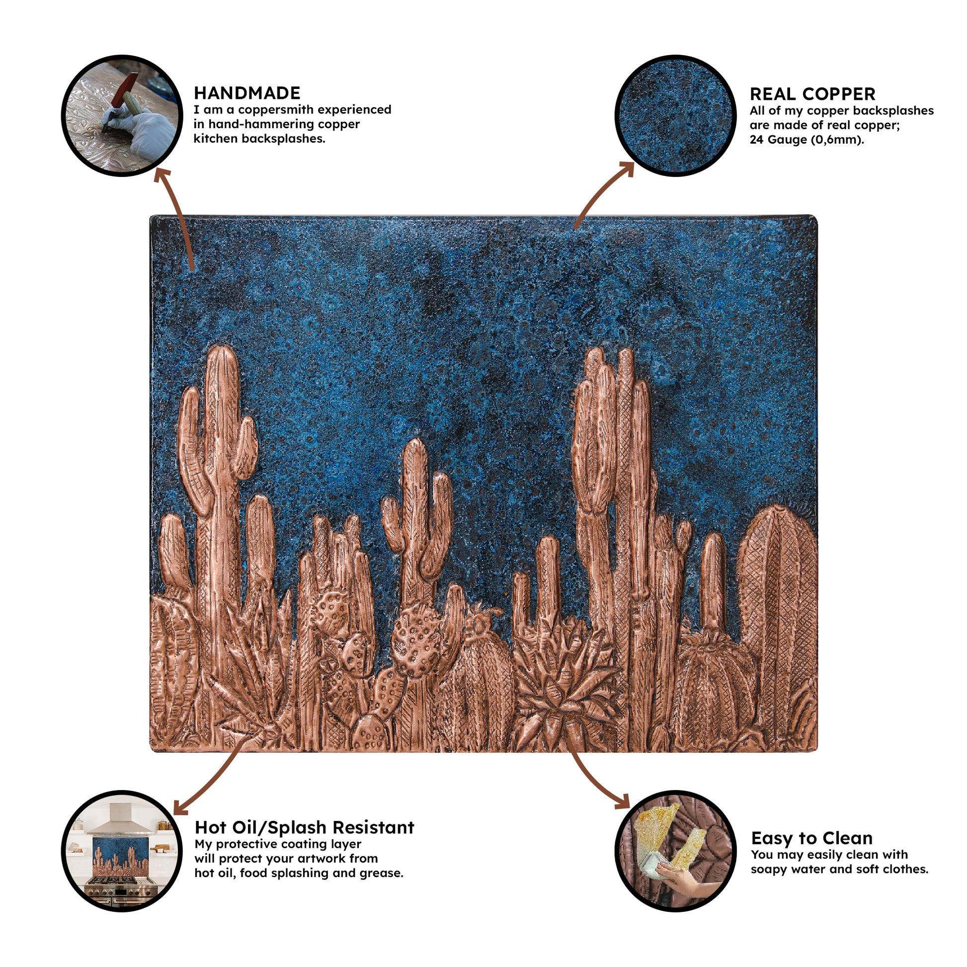 Metal Backsplash Tile Cactuses