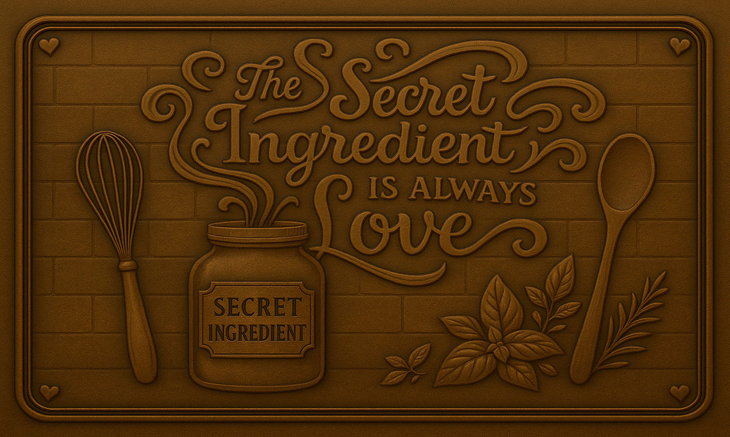 "The Secret Ingredient is Always Love" Copper Kitchen Backsplash