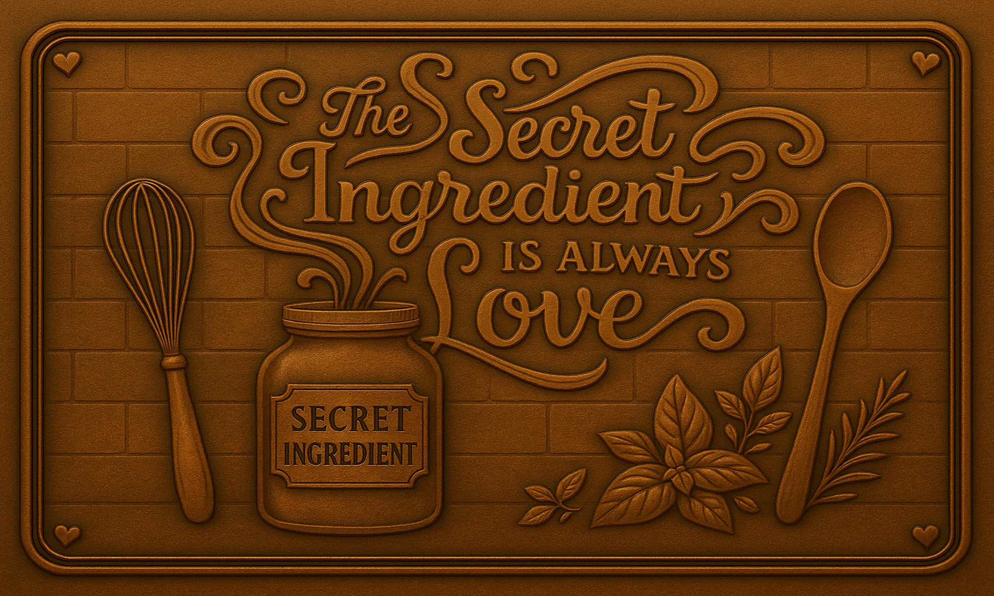 "The Secret Ingredient is Always Love" Copper Kitchen Backsplash - Natuross