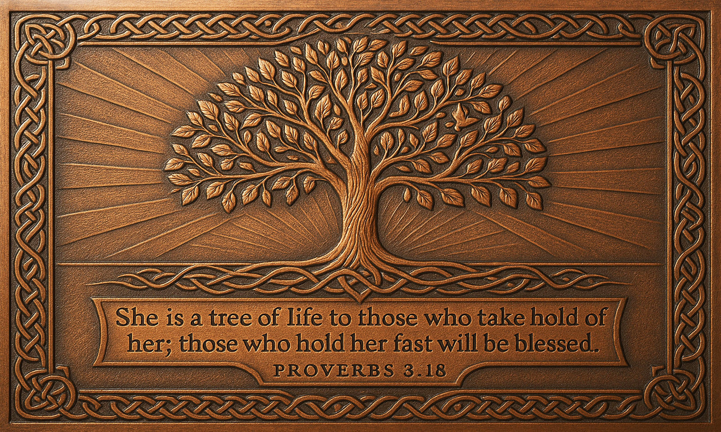 Tree of Life Bible Verse Copper Kitchen Backsplash — Proverbs 3:18 - Natuross