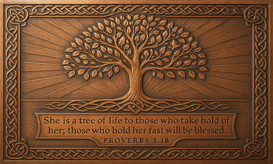 Tree of Life Bible Verse Copper Kitchen Backsplash — Proverbs 3:18 - Natuross