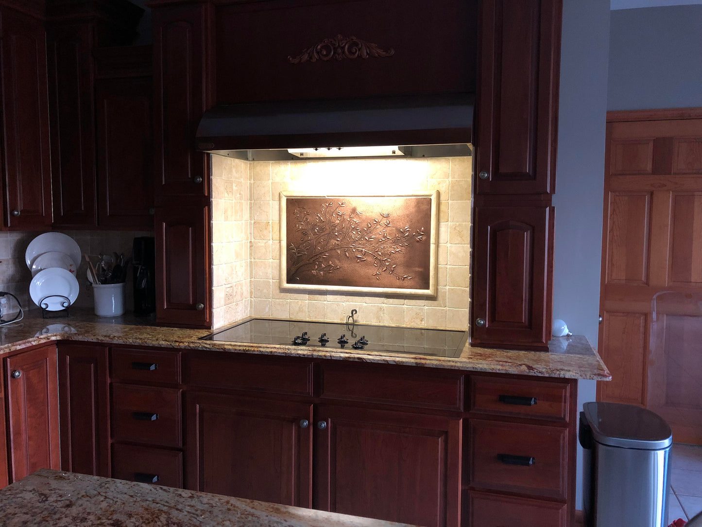 Copper Tree Branches Backsplash | Handmade Rustic Copper Kitchen Wall Art - Natuross