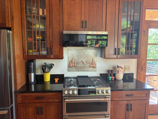 Gray & Copper Mountain Sunrise Backsplash - Natuross