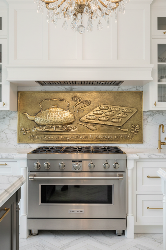 Copper vs brass material differences — tea kettle and tray in Gold (Brass) finish by Natuross