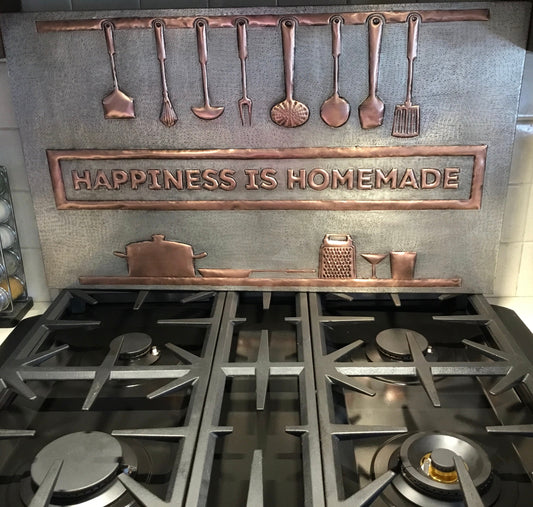 kitchen utensils copper backsplash tile