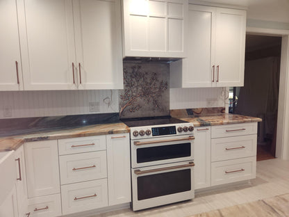 Gray Copper Tree Branches Backsplash | Handmade Copper Kitchen Backsplash Tile
