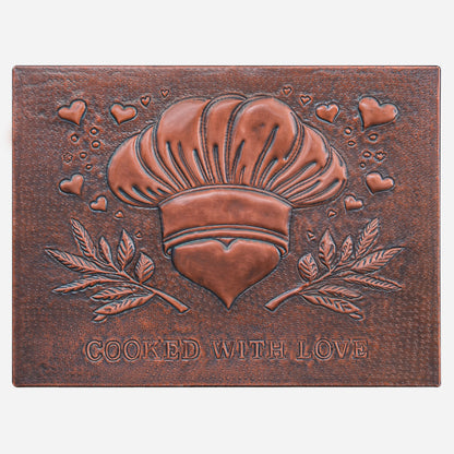 Copper "Cooked with Love" Kitchen Backsplash 11.9"x15.9" - Natuross