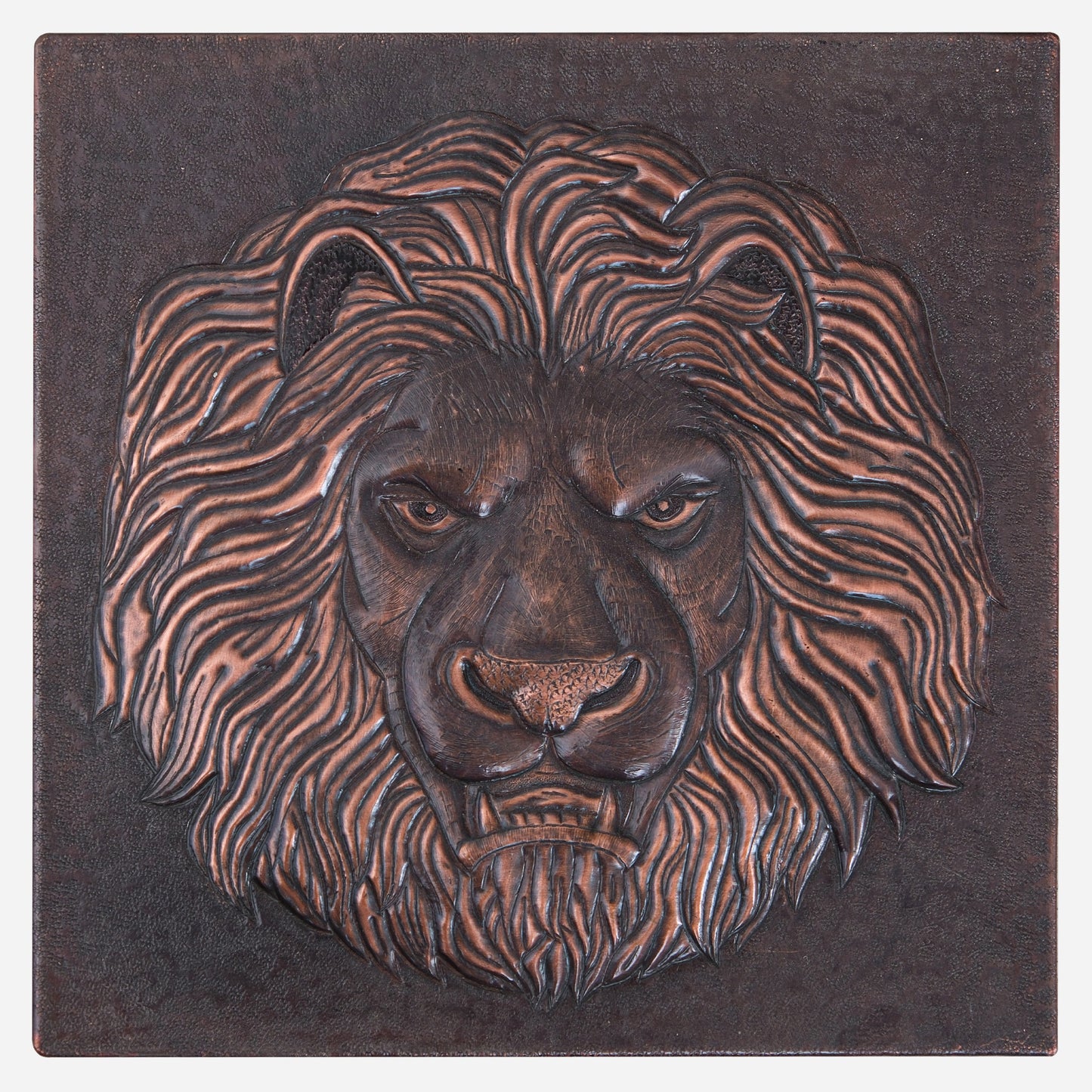 Lion Copper Wall Art 11.8"x11.8" Brown