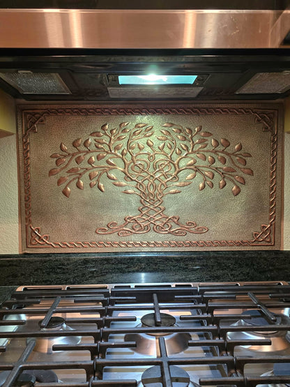 Tree of Life Copper Backsplash — Silver–Copper