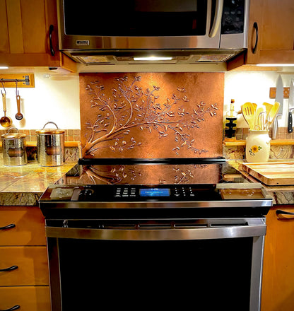 Carrelage de crédence de cuisine rustique – Branches d'arbre en cuivre – Cuivre naturel
