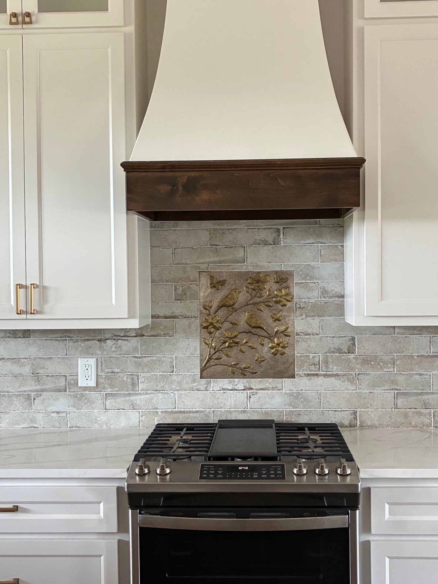 Birds & Blossoms Brass Backsplash