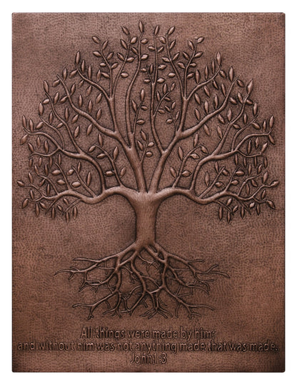 Copper Tree With Roots Backsplash | Handmade Symbolic Copper Kitchen Backsplash Panel - Natuross