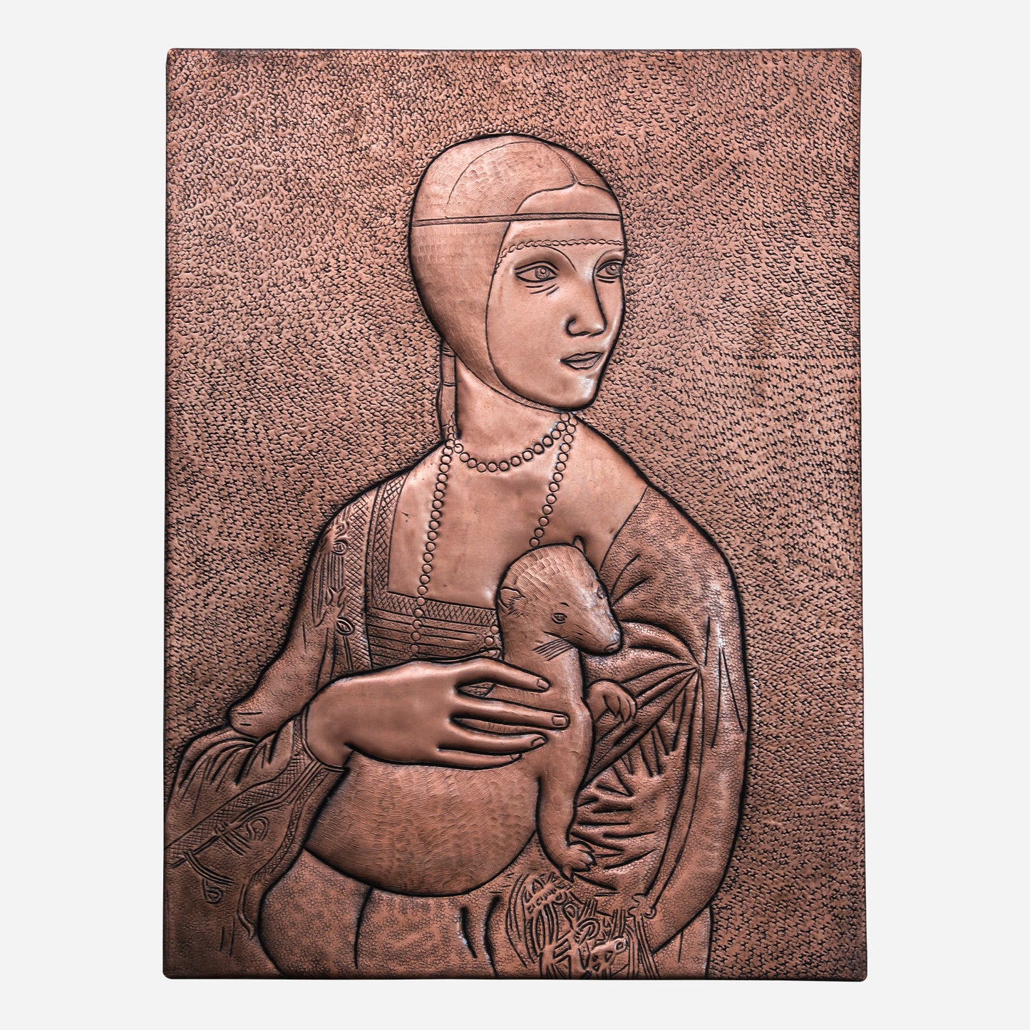 Copper "Lady with an Ermine" Wall Art 15.7"x 11.8" - Natuross