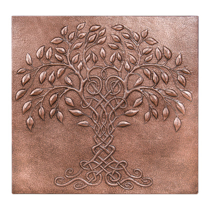 Tree of Life Copper Backsplash Tile – Hand-Hammered Copper Artwork – Custom Size, Finish & Personalized Design - Natuross