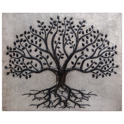 Gray & Black Tree With Roots Backsplash | Contemporary Handmade Copper Kitchen Backsplash Panel - Natuross
