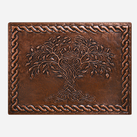 Copper Backsplash (Tree of Life with Celtic Border, Brown Patina)