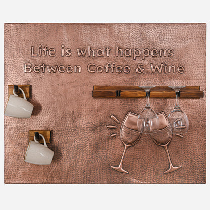 Copper Coffee Mug Holder and Wine Glass Rack for Wall (Personalized)