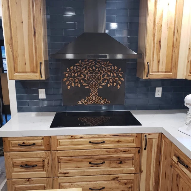 Tree of Life Kitchen Backsplash Tile - 24"x24" Black
