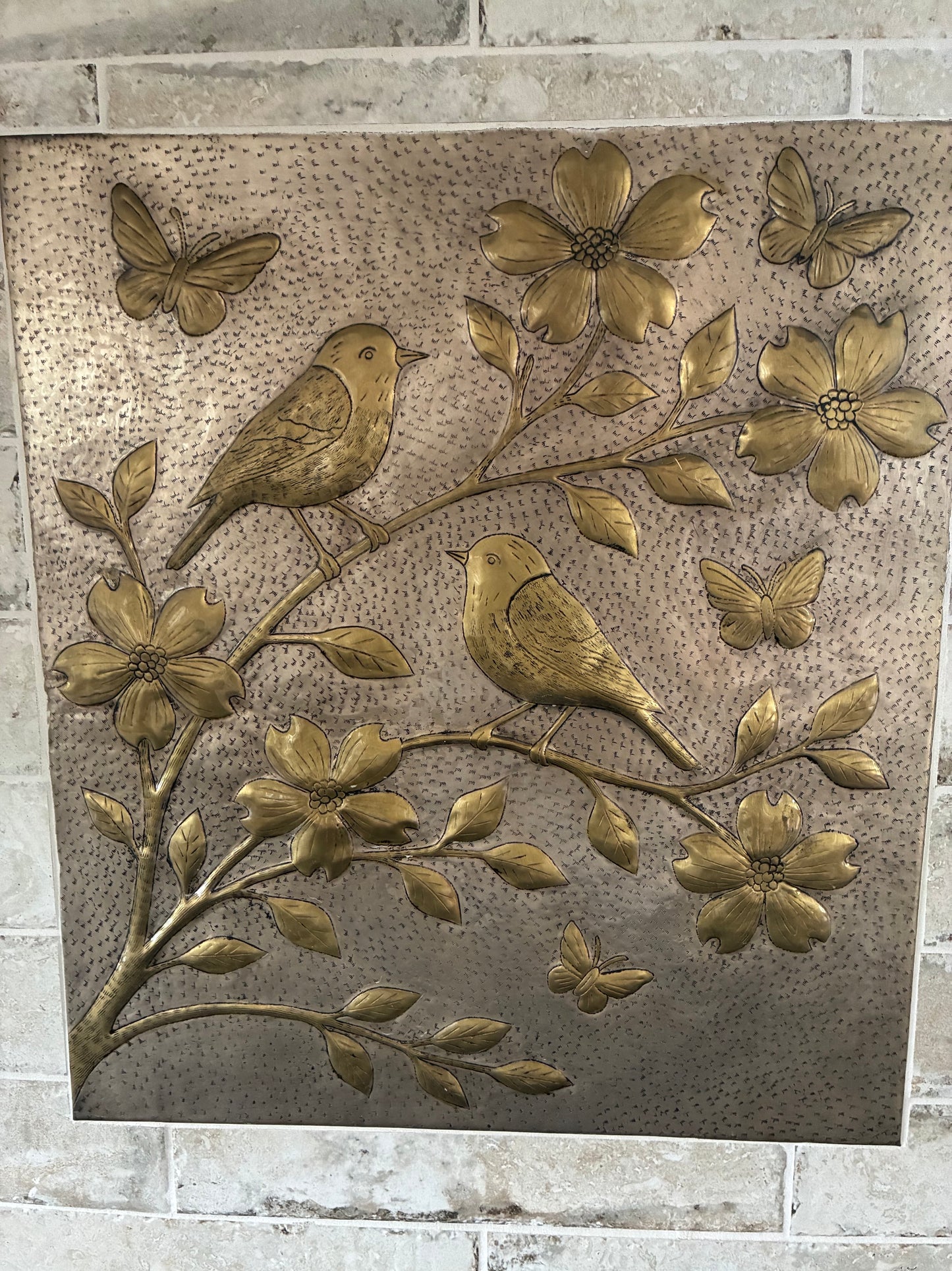 Birds & Blossoms Brass Backsplash