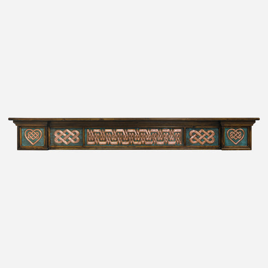 Green Patina Copper and Wood Floating Shelf