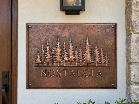 Copper House Name Sign — Pine Trees