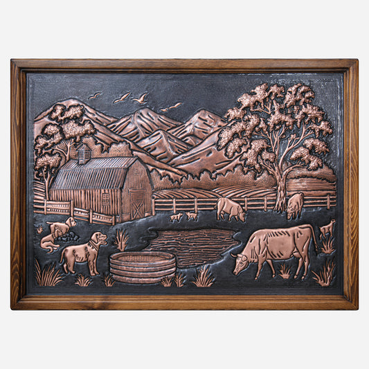 Framed Copper Artwork (Farm House)