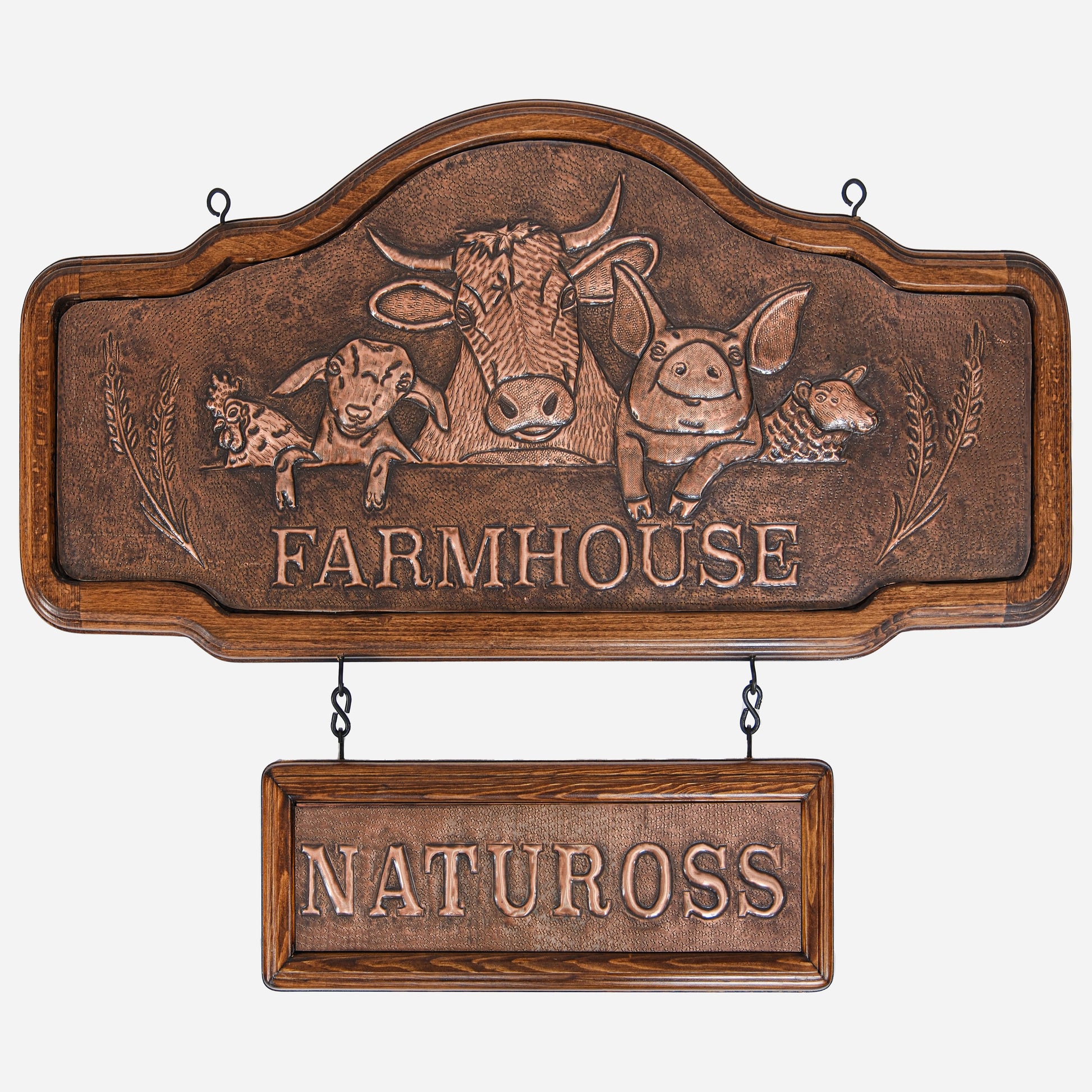 Copper Large Farmhouse Gate Sign Rider (Personalized with Name, Brown Patina)