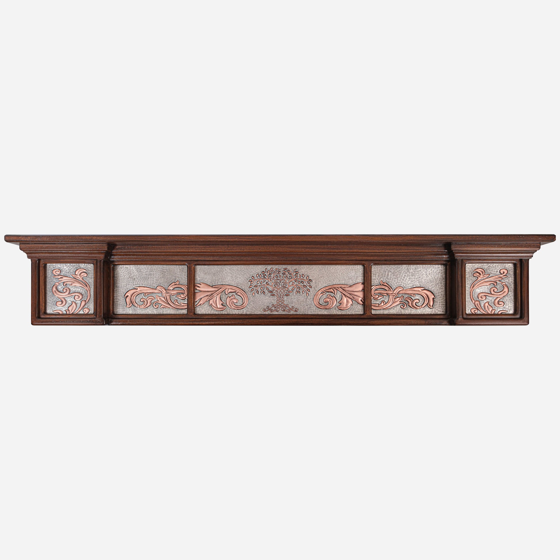 Copper and Wood Floating Shelf (Tree of Life, Gray&Copper Color)