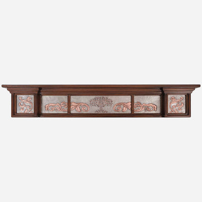 Copper and Wood Floating Shelf (Tree of Life, Gray&Copper Color)