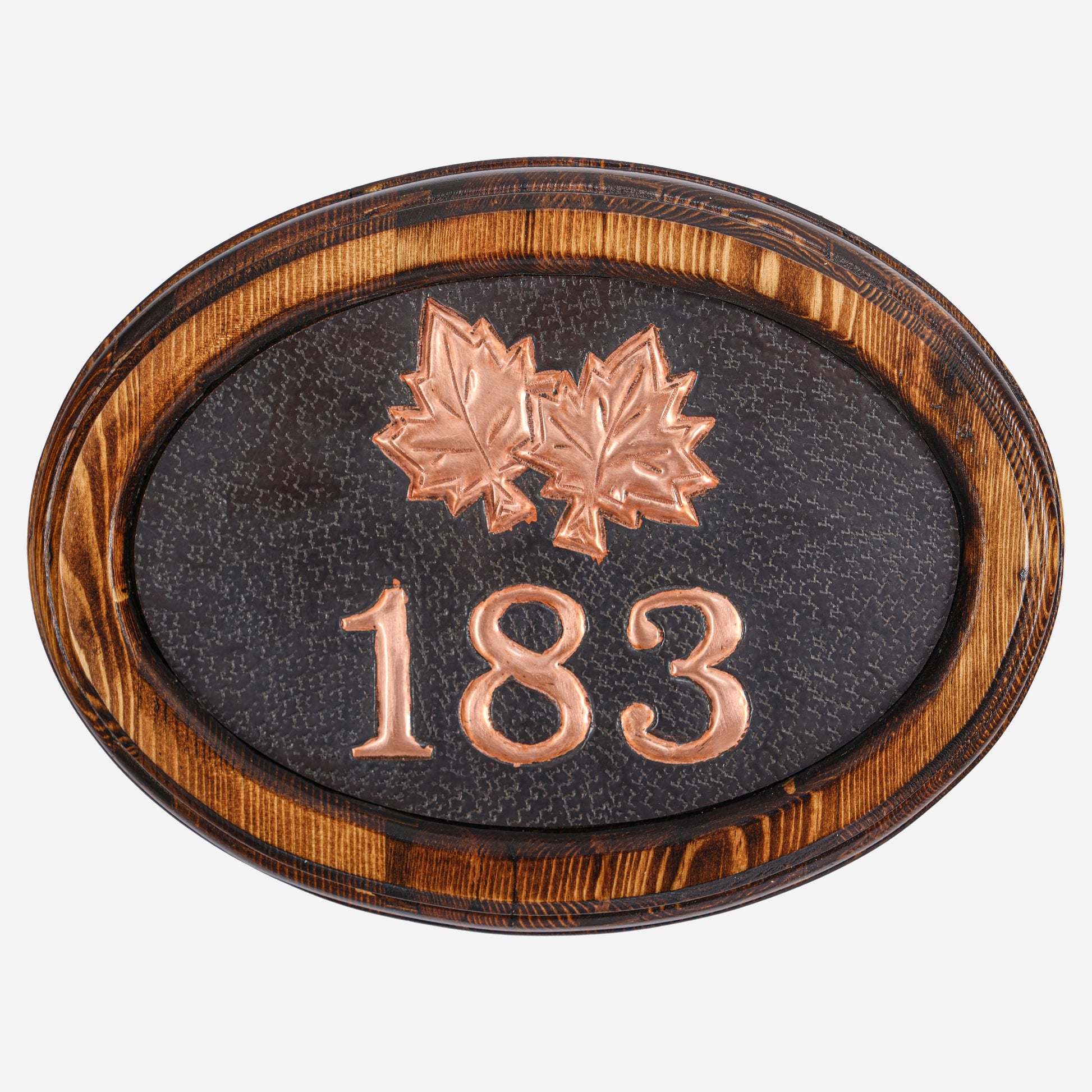 Copper House Number Sign (Maple Leaves) - Natuross