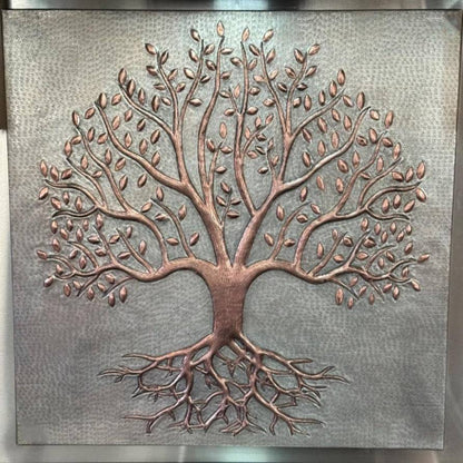 Tree with Roots Kitchen Backsplash Tile - 12"x16" Gray&Copper - Natuross