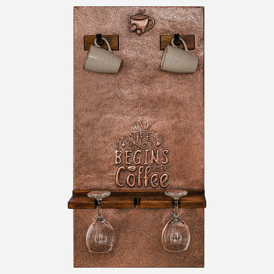 Copper Coffee Mug Holder and Wine Glass Rack (Customizable)