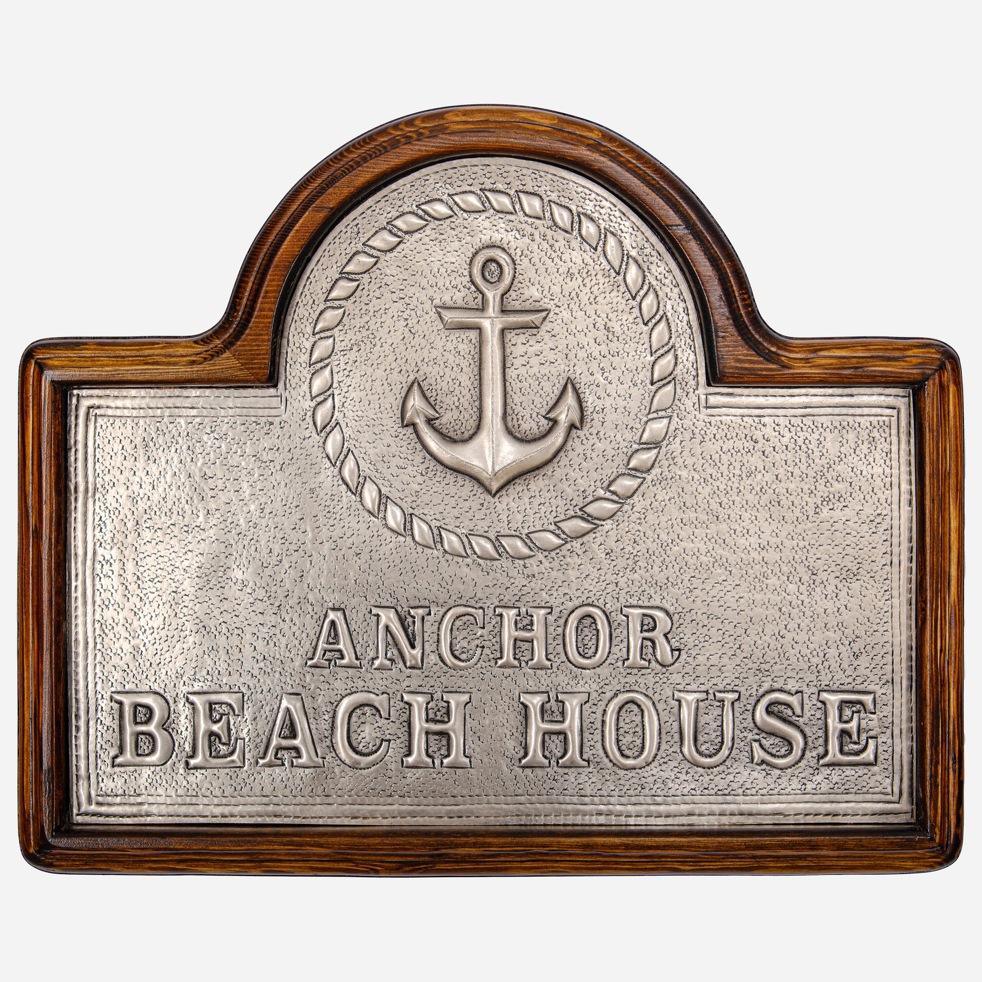 Copper Beach House Sign (Anchor, Personalized, Silver Color)