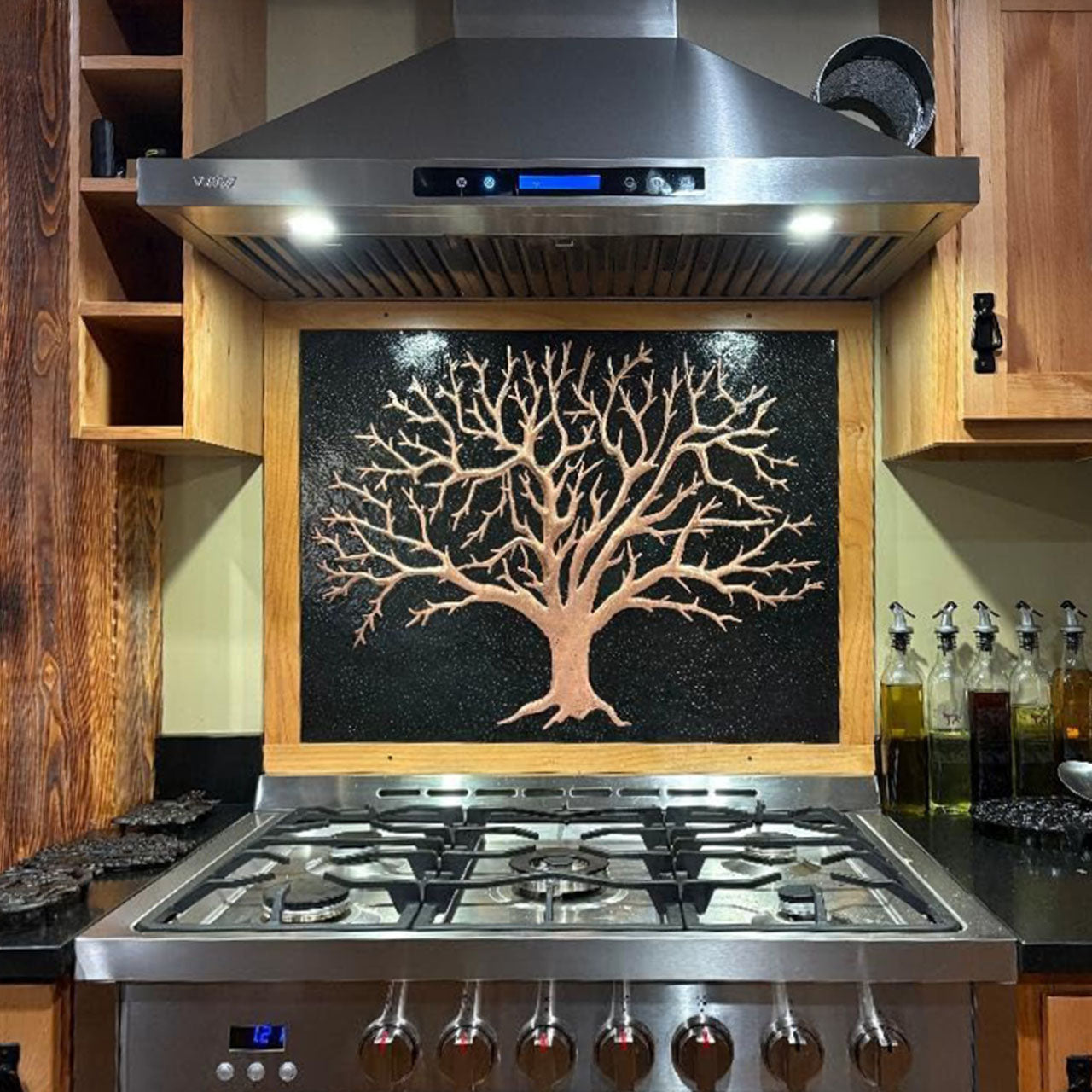 Eternal Tree Copper Backsplash in Black Patina - Natuross