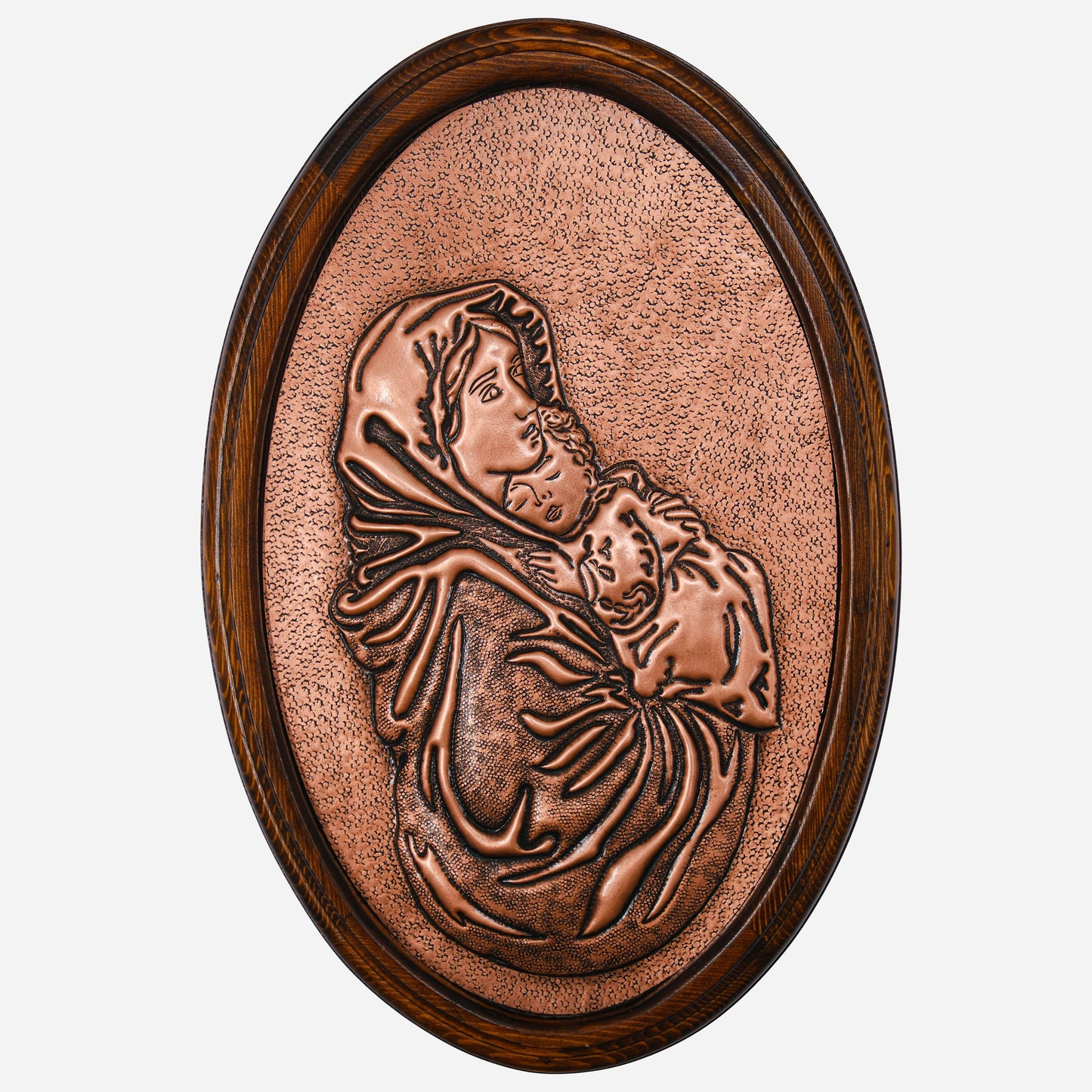 Saint Mary and Baby Jesus Icon Copper Wall Plaque Hanging Christian Religious Home and Church Decor