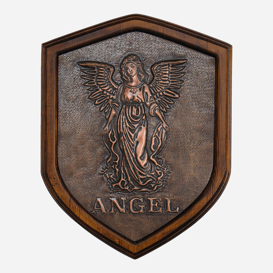 Copper Angel on Wood Plaque