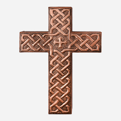 Wall Mount Cross Sculpture Copper Artwork