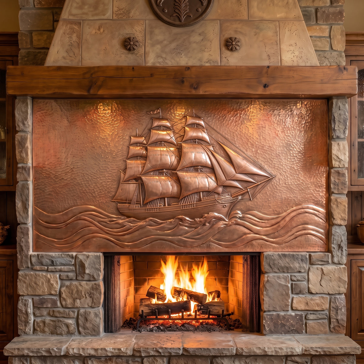Old Sailing Ship Copper Wall Art