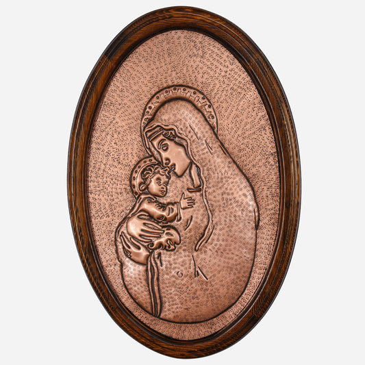 Mother Mary Carrying Child Jesus Copper Wall Art