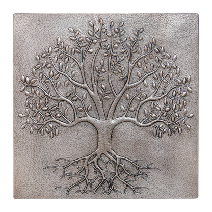 Gray Tree With Roots Copper Backsplash | Metallic Handmade Copper Kitchen Backsplash Panel - Natuross