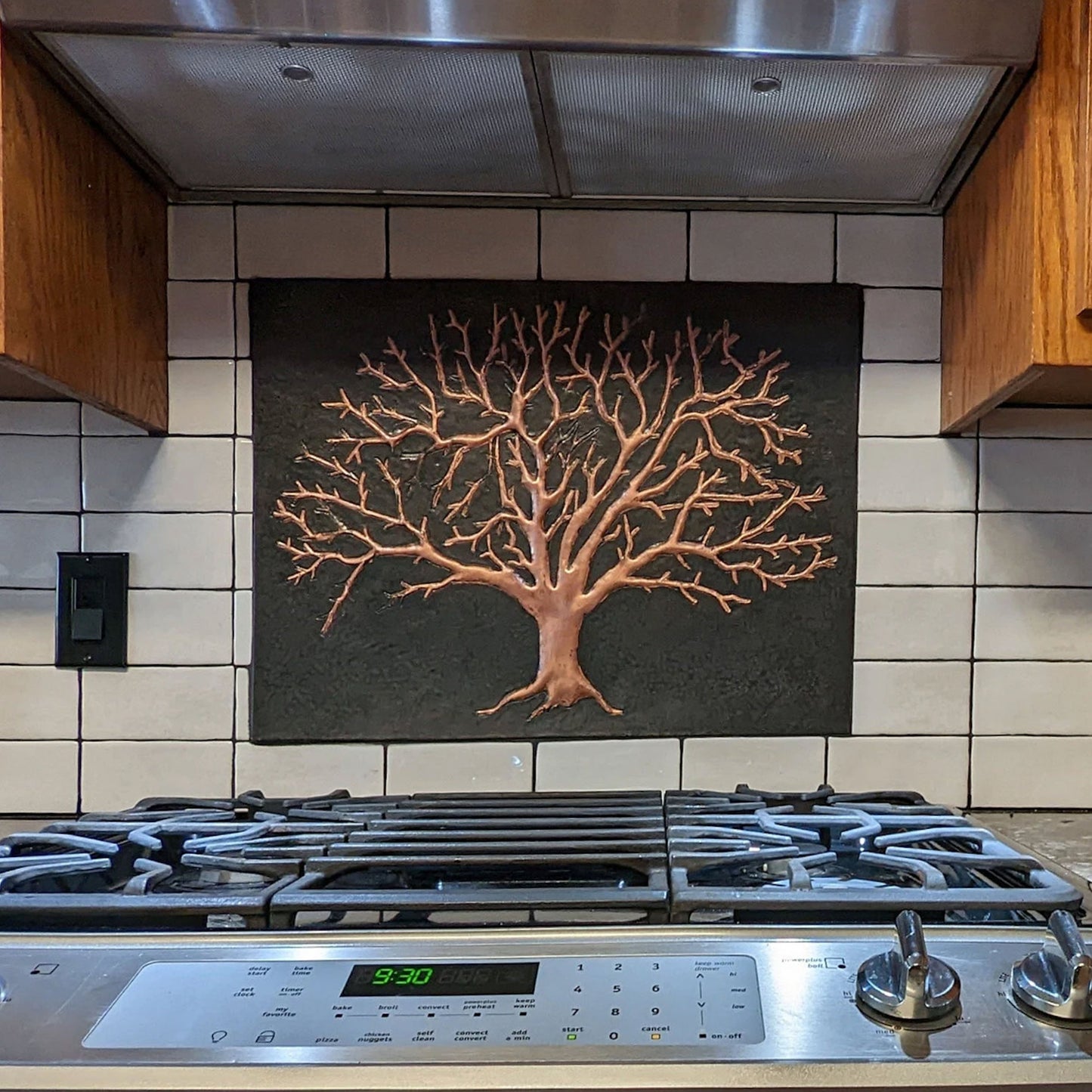 Tree Kitchen Backsplash Tile - 24"x32" Black