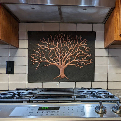 Tree Kitchen Backsplash Tile - 24"x32" Black - Natuross