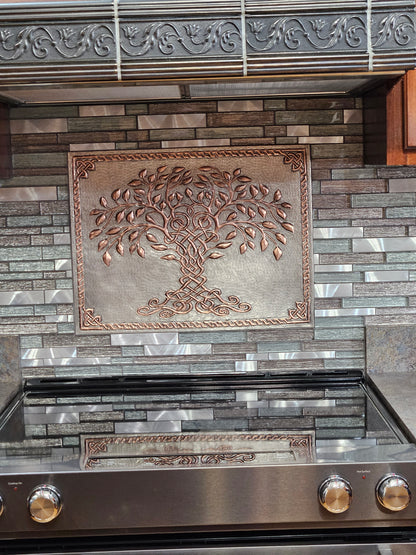 Tree of Life Copper Backsplash — Silver–Copper