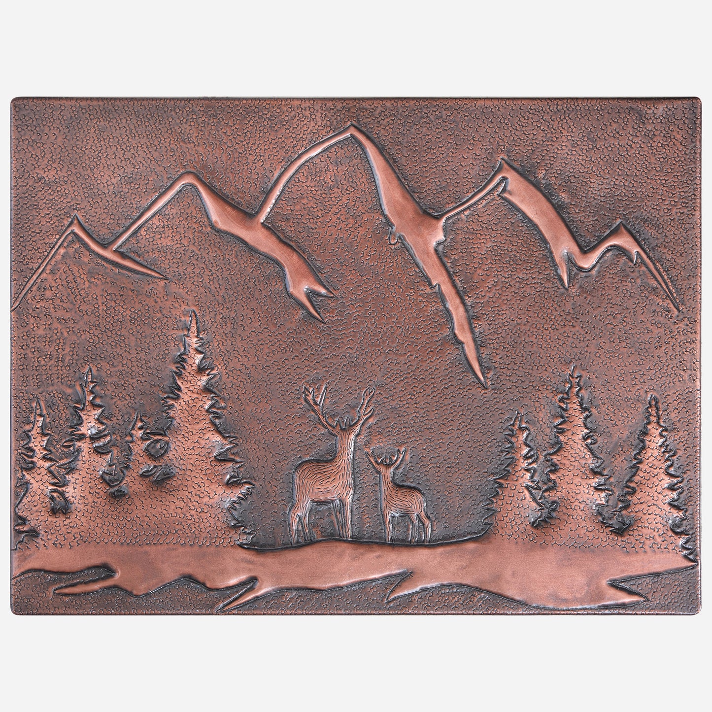 Deer Scene Kitchen Backsplash Tile 11.8x15.7" Brown Patina