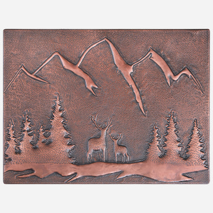 Deer Scene Kitchen Backsplash Tile 11.8x15.7" Brown Patina - Natuross