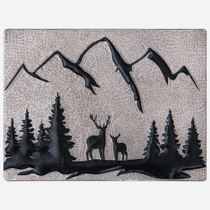 Deer Scene Kitchen Backsplash Tile  11.8x15.7" Gray&Black - Natuross